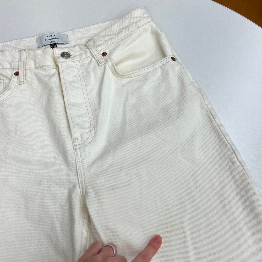 Reformation x Camille Rowe mid rise relaxed straight leg jeans fior di latte 27 - Picture 3 of 15